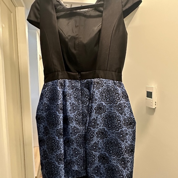 TIBI Natalia Peplum Backless blue & black flower cocktail dress size 4 - Picture 2 of 6